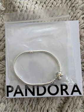 Pandora Silver Snake Chain Bracelet with Logo Clasp